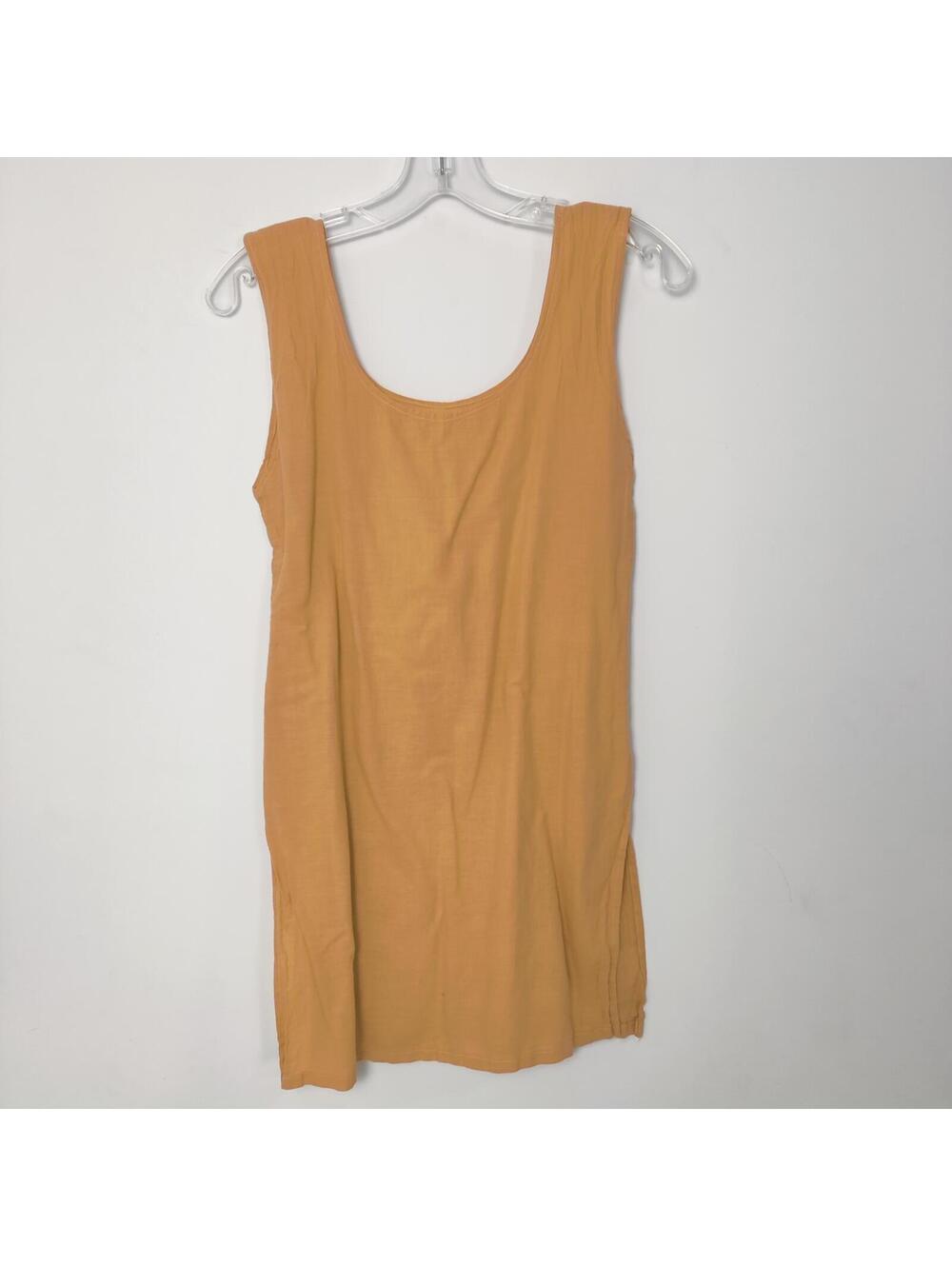 Mustard Yellow Sleeveless Side-Slit Tunic Size Medium Lightweight Cotton